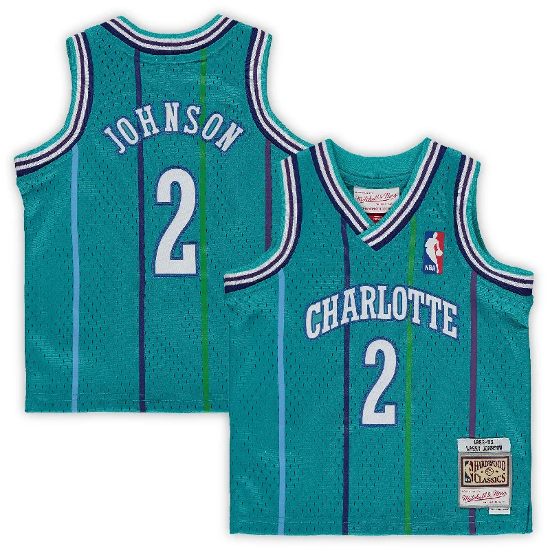 Quick-Dry Basketball Jersey-Larry Johnson Charlotte Hornets Infant 1992/93 Hardwood Classics Retired Player Basketball Jersey - Teal