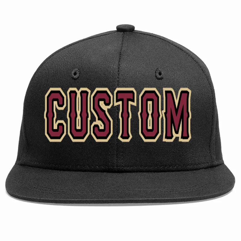 Corduroy Baseball Cap-Custom Black Crimson-Black Casual Sport Baseball Cap