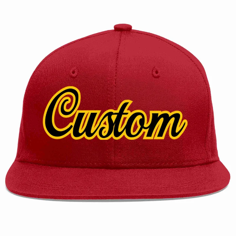 Minimalist Baseball Cap-Custom Red Black-Gold Casual Sport Baseball Cap