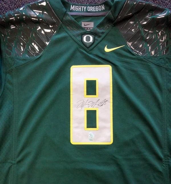 Eco-Friendly Football Helmet-Oregon Ducks Marcus Mariota Autographed Green Nike Jersey Size XXL MM Holo Stock #87171