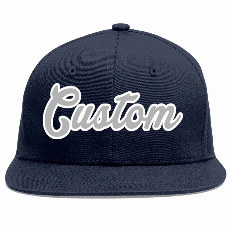 Luxury Baseball Cap-Custom Navy Gray-White Casual Sport Baseball Cap