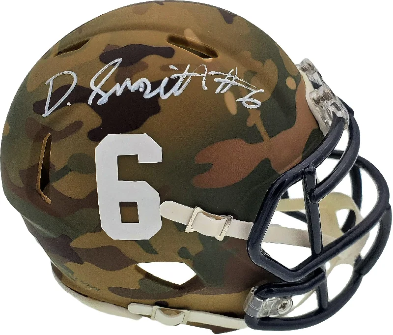 Thermally Bonded Football Helmet-Devonta Smith Autographed Alabama Crimson Tide Camo Speed Mini Helmet Beckett BAS Stock #191111