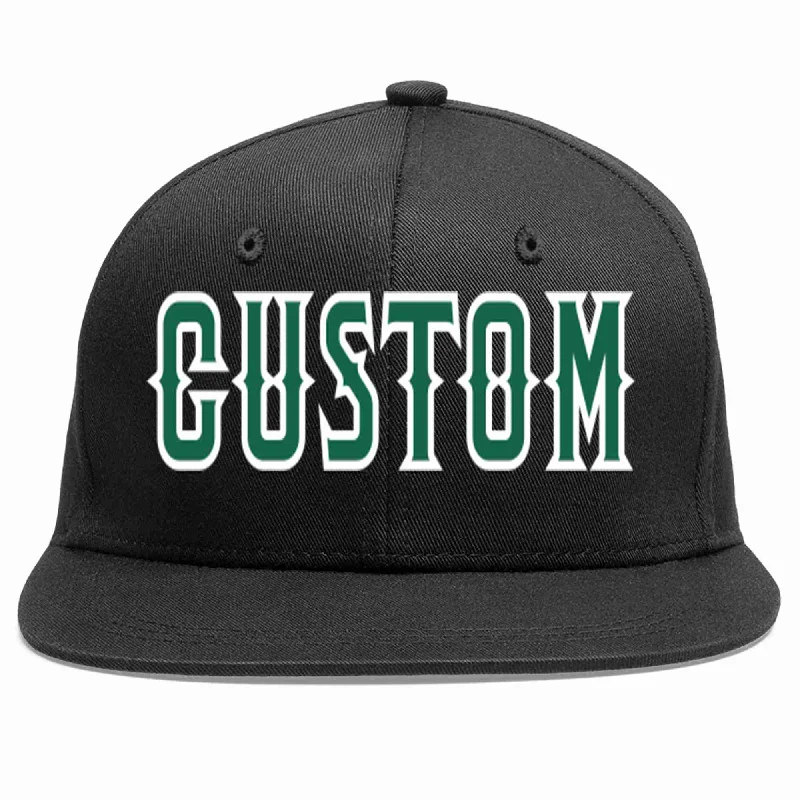 Skateboarding Baseball Cap-Custom Black Kelly Green-White Casual Sport Baseball Cap