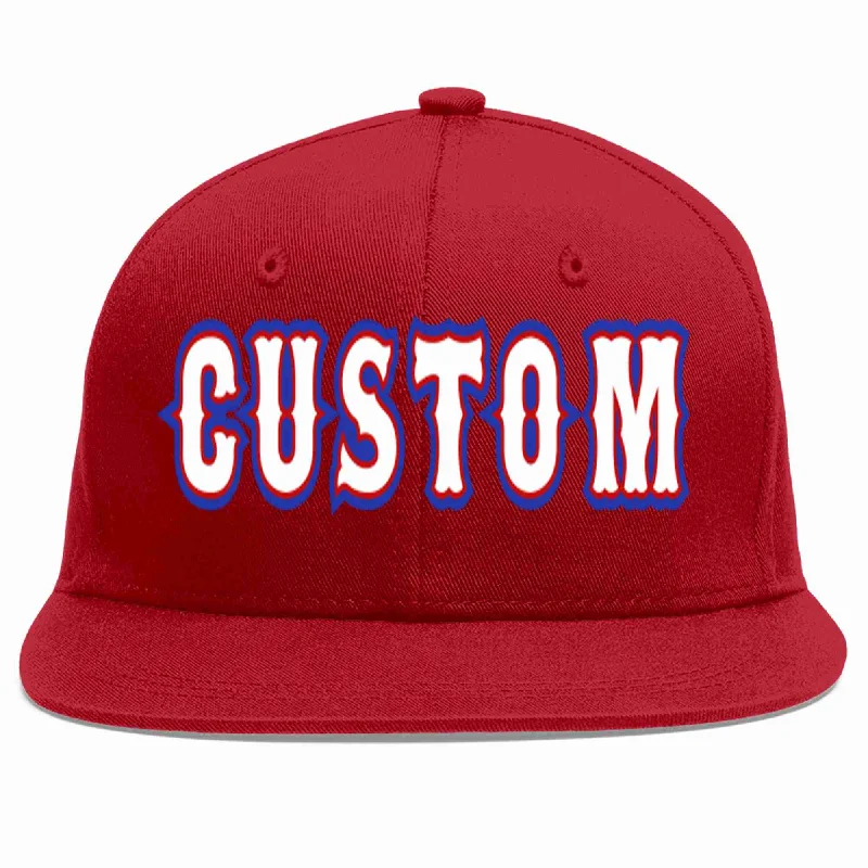 Embroidered Baseball Cap-Custom Red White-Red Casual Sport Baseball Cap