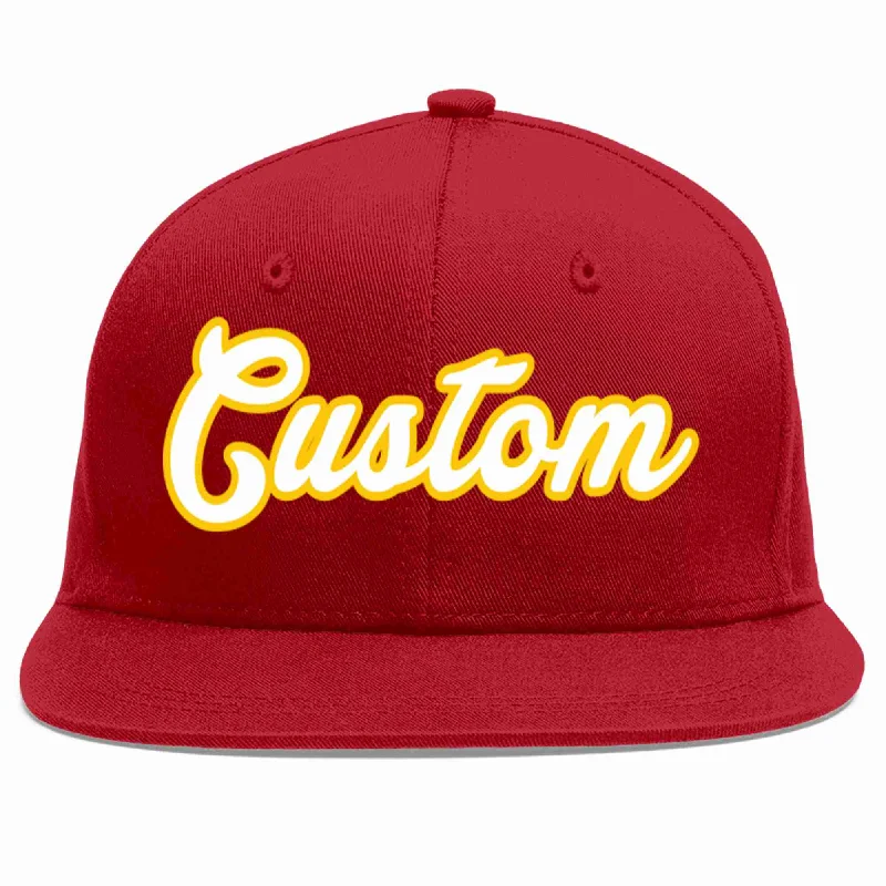 Exclusive Baseball Cap-Custom Red White-Gold Casual Sport Baseball Cap