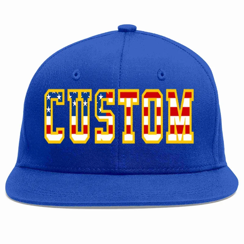 Anime Baseball Cap-Custom Royal USA-Gold Casual Sport Baseball Cap