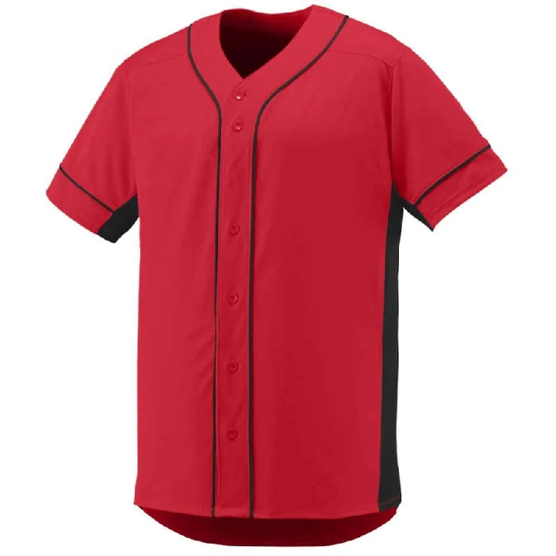 Glossy Baseball Jersey-Slugger Baseball Jersey Red-Black