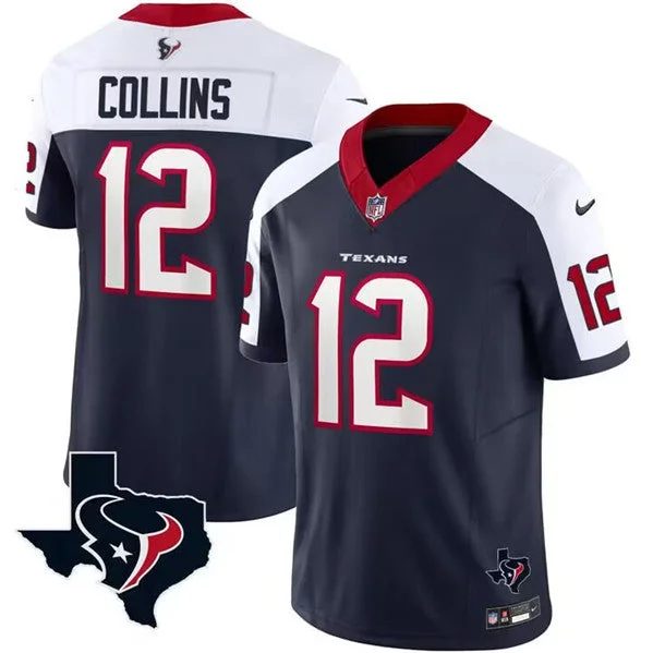 Modern Soccer Jersey-Men's Houston Texans #12 Nico Collins White/Navy 2023 F.U.S.E. Untouchable Limited Football Stitched Jersey