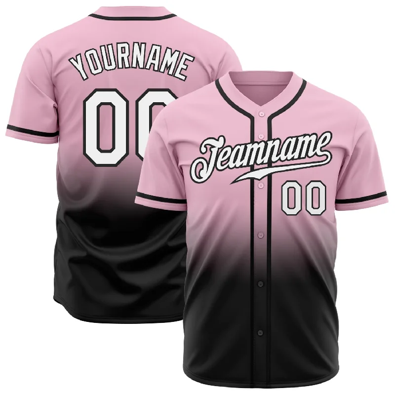 Minimalist Baseball Jersey-Custom Light Pink White-Black Authentic Fade Fashion Baseball Jersey