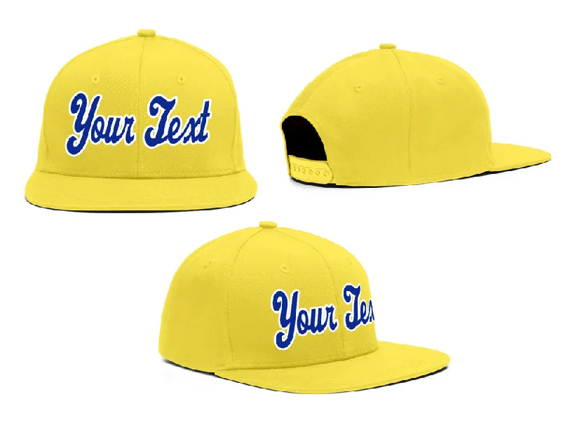 Premium Baseball Cap-Custom Yellow White-Royal Casual Sport Baseball Cap