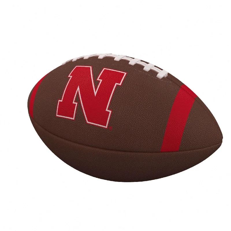 Black Rugby Ball-Nebraska Team Stripe Official-Size Composite Football