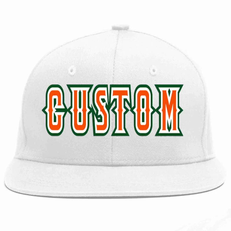 Outdoor Baseball Cap-Custom White Orange-White Casual Sport Baseball Cap