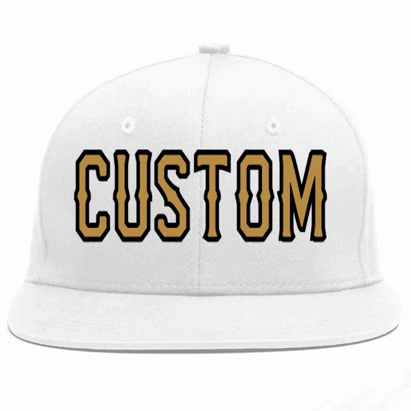 Durable Baseball Cap-Custom White Old Gold-Black Casual Sport Baseball Cap