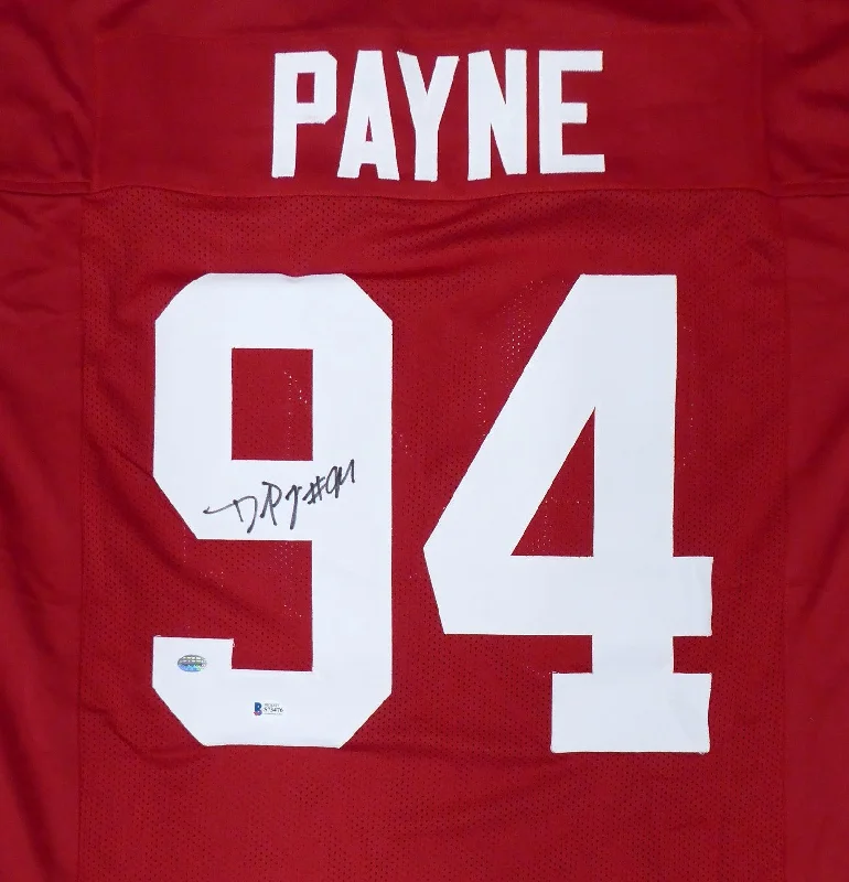 Windproof Football Helmet-Alabama Crimson Tide Daron Payne Autographed Red Jersey Beckett BAS Stock #160987