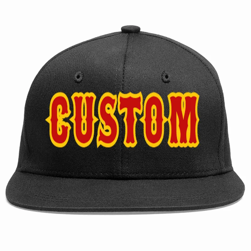 Mesh Baseball Cap-Custom Black Red-Yellow Casual Sport Baseball Cap