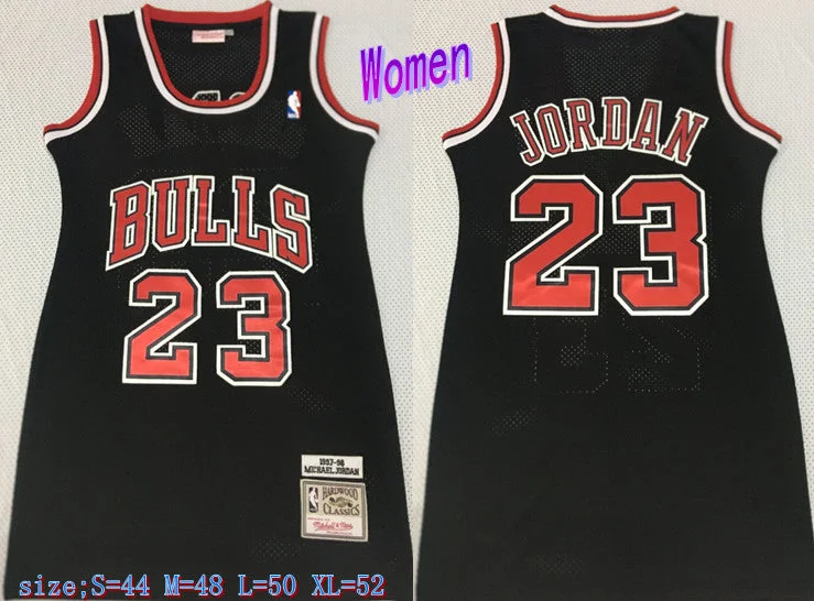 Championship Basketball Jersey-Bulls 23 Michael Jordan Black Women 1997-98 Hardwood Classics Mesh Basketball Jersey