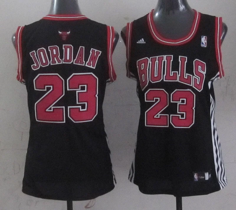 Championship Basketball Jersey-Bulls 23 Jordan Black Women Basketball Jersey