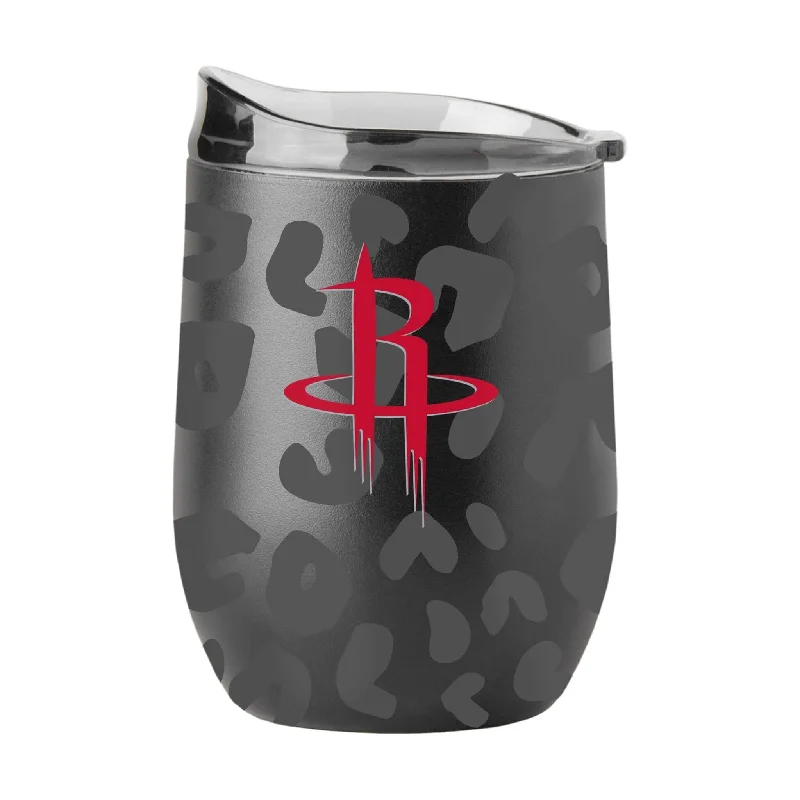 Spill-Proof Team Mug-Houston Rockets Leopard 16oz Black Powder Coat Curved Beverage