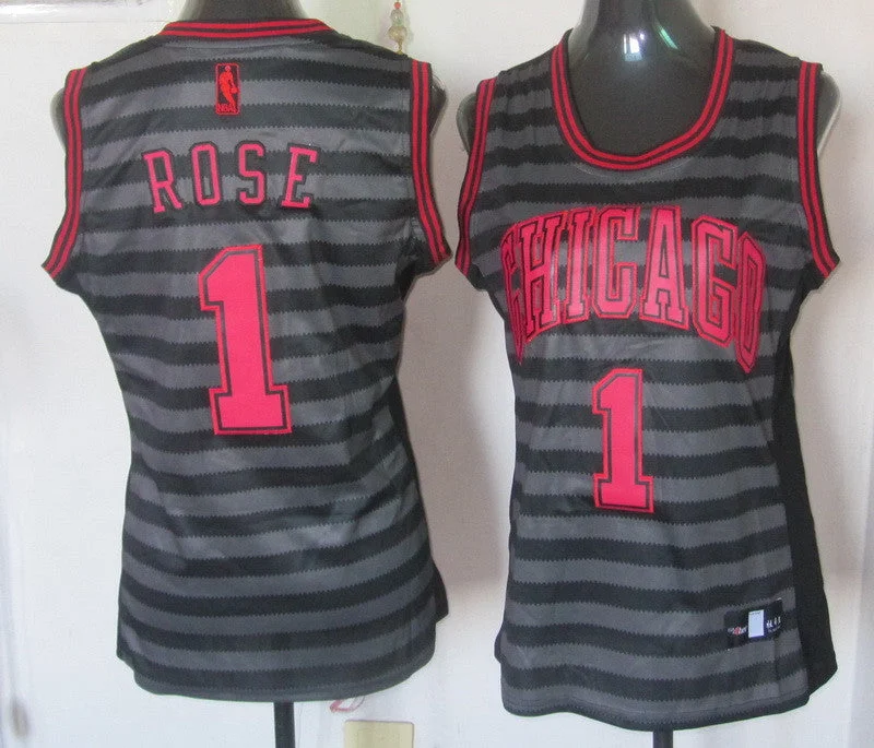 Cotton Basketball Jersey-Bulls 1 Rose Groove Swingman Women Basketball Jersey