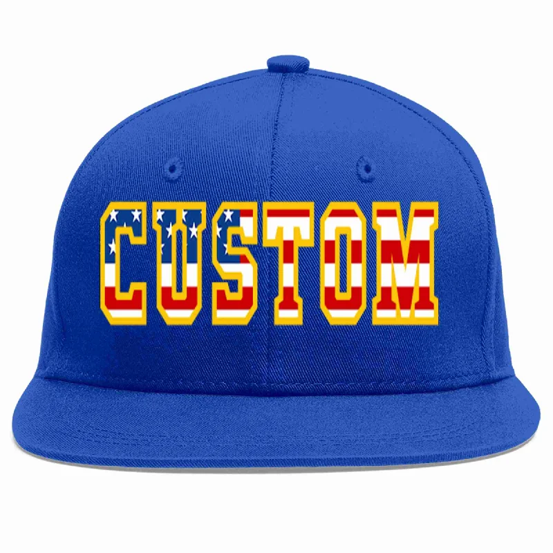 Cartoon Baseball Cap-Custom Royal USA-Gold Casual Sport Baseball Cap