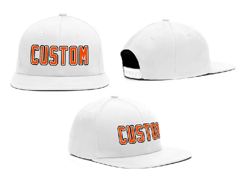 Leather Baseball Cap-Custom White Orange Casual Sport Baseball Cap