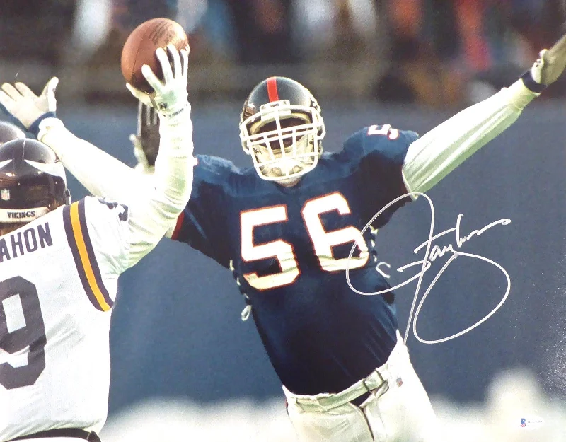 High Visibility Football Helmet-Lawrence Taylor Autographed 16x20 Photo New York Giants Beckett BAS Stock #177682