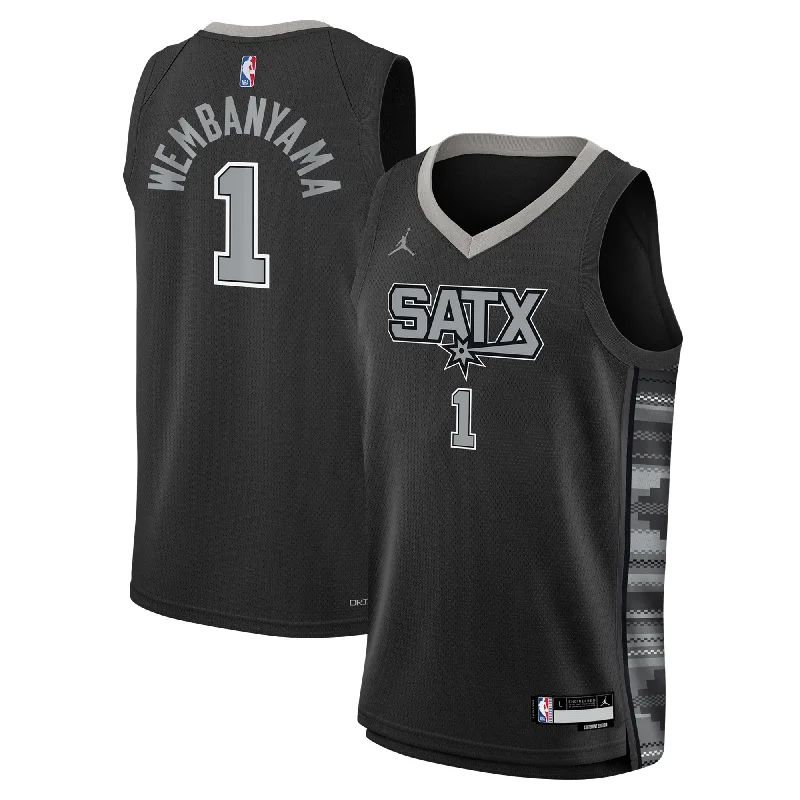 FIBA Basketball Jersey-Victor Wembanyama San Antonio Spurs Jordan Brand Youth Swingman Basketball Jersey - Statement Edition - Black