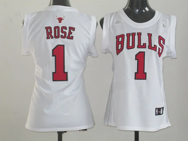 Official Basketball Jersey-Bulls 1 ROSE White Women Basketball Jersey