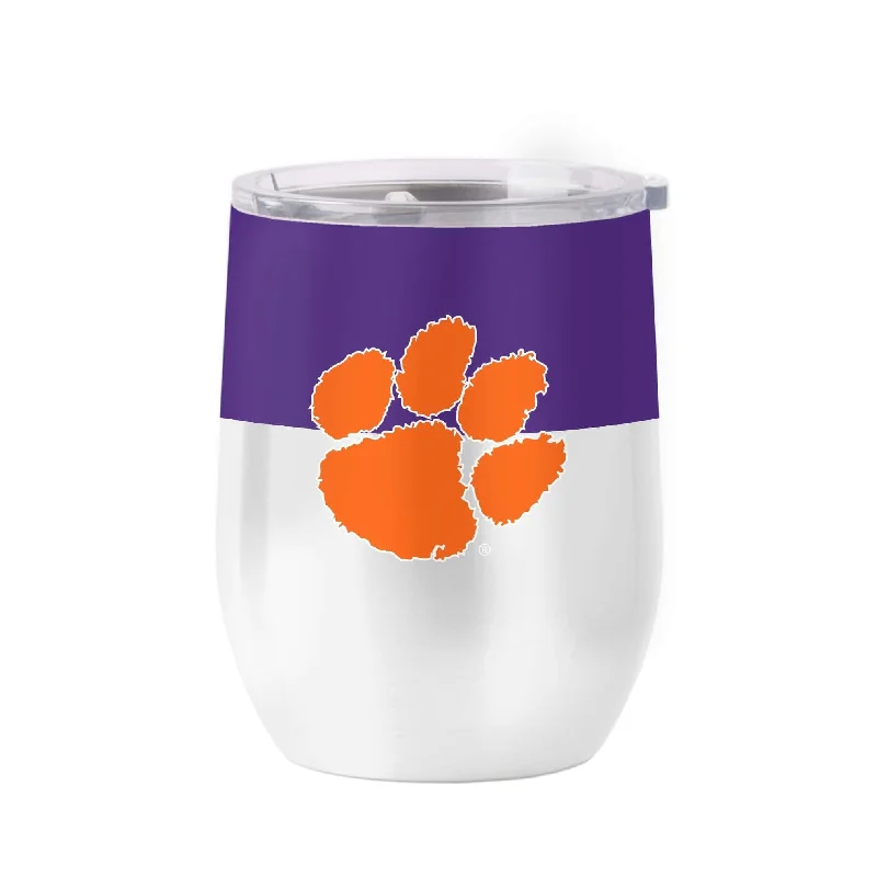 Insulated Team Mug-Clemson 16oz Colorblock Stainless Curved Beverage