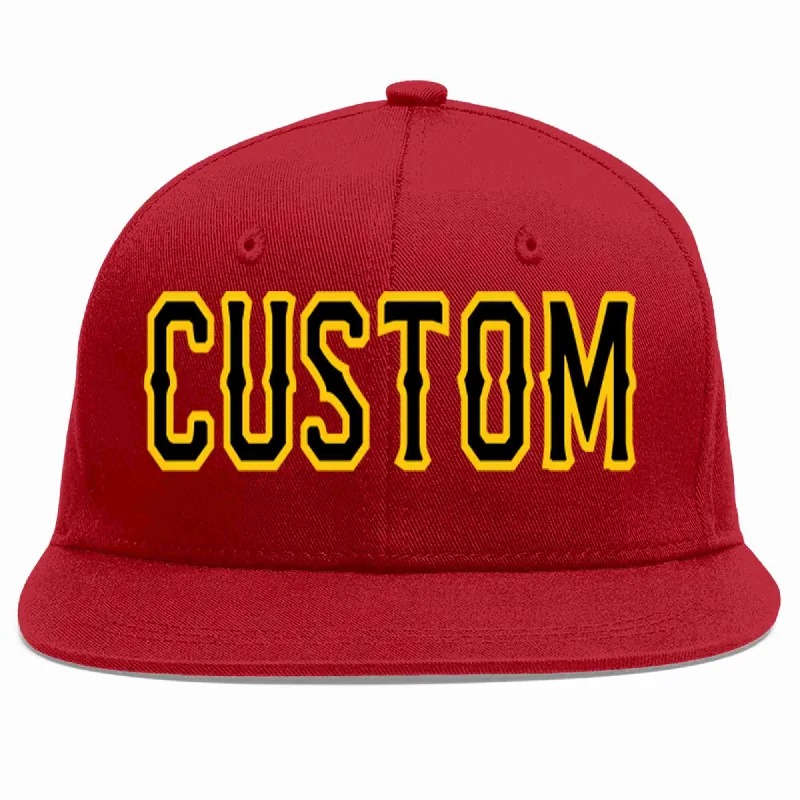 Classic Baseball Cap-Custom Red Black-Gold Casual Sport Baseball Cap