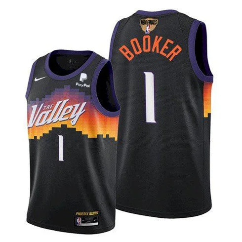 Orange Basketball Jersey-Men's Phoenix Suns #1 Devin Booker 2021 Finals Black City Edition Stitched Basketball Jersey (Check description if you want Women or Youth size)