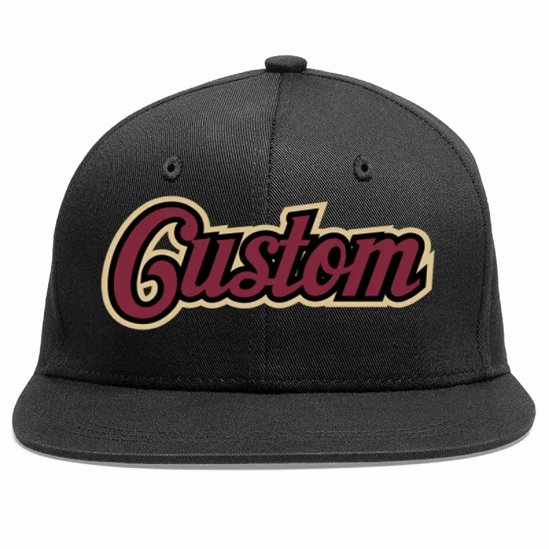 Custom Logo Baseball Cap-Custom Black Crimson-Black Casual Sport Baseball Cap