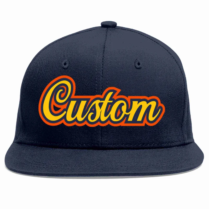 Football Team Baseball Cap-Custom Navy Gold-Navy Casual Sport Baseball Cap