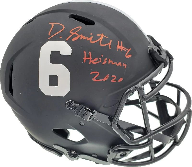 Team Logo Football Helmet-Devonta Smith Autographed Alabama Crimson Tide Eclipse Black Full Size Speed Authentic Helmet "Heisman 2020" Beckett BAS Stock #189558