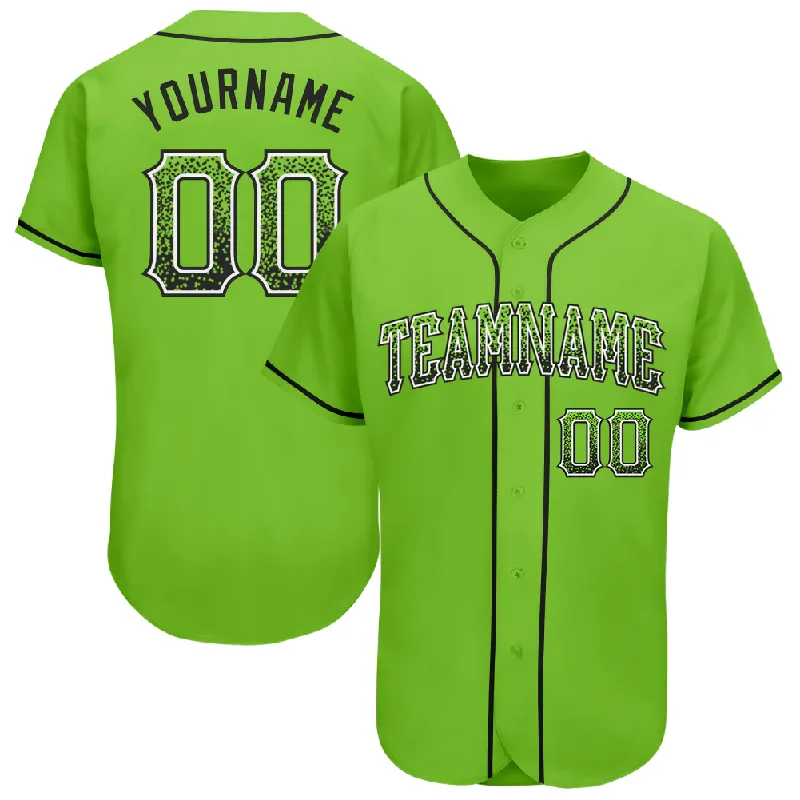 Digital Print Baseball Jersey-Custom Neon Green Black-White Authentic Drift Fashion Baseball Jersey