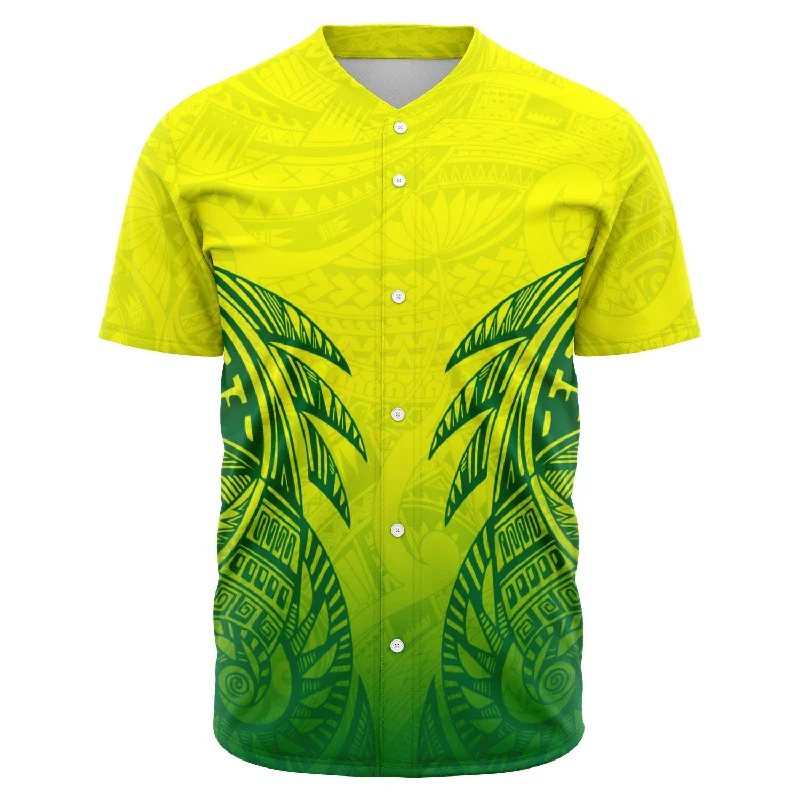 Navy Baseball Jersey-Bright Color Polynesian Design Shirt 2