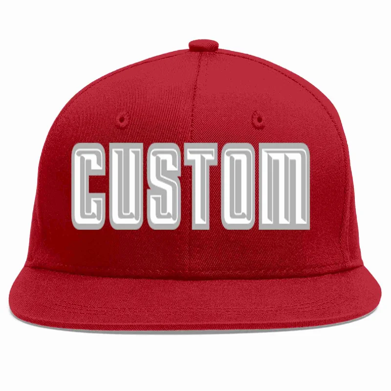 Trucker Baseball Cap-Custom Red White-Gray Casual Sport Baseball Cap