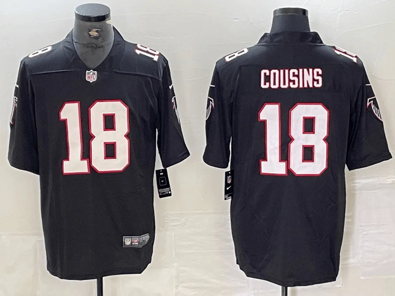 Streetball Soccer Jersey-Men's Atlanta Falcons #18 Kirk Cousins Black Vapor Untouchable Limited Football Stitched Jerseys