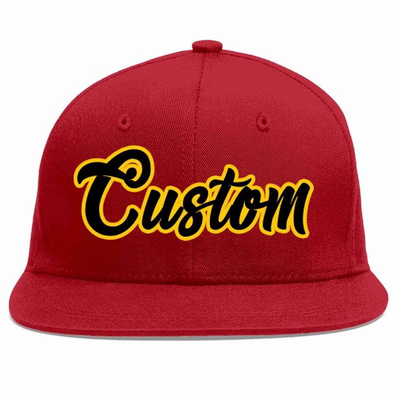 Outdoor Baseball Cap-Custom Red Black-Gold Casual Sport Baseball Cap