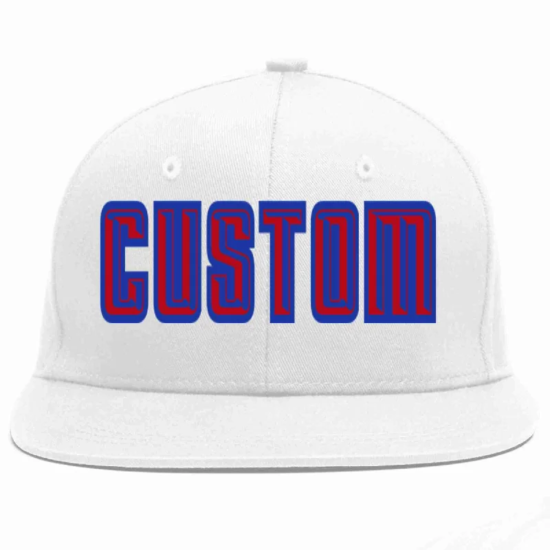 Durable Baseball Cap-Custom White Red-Royal Casual Sport Baseball Cap