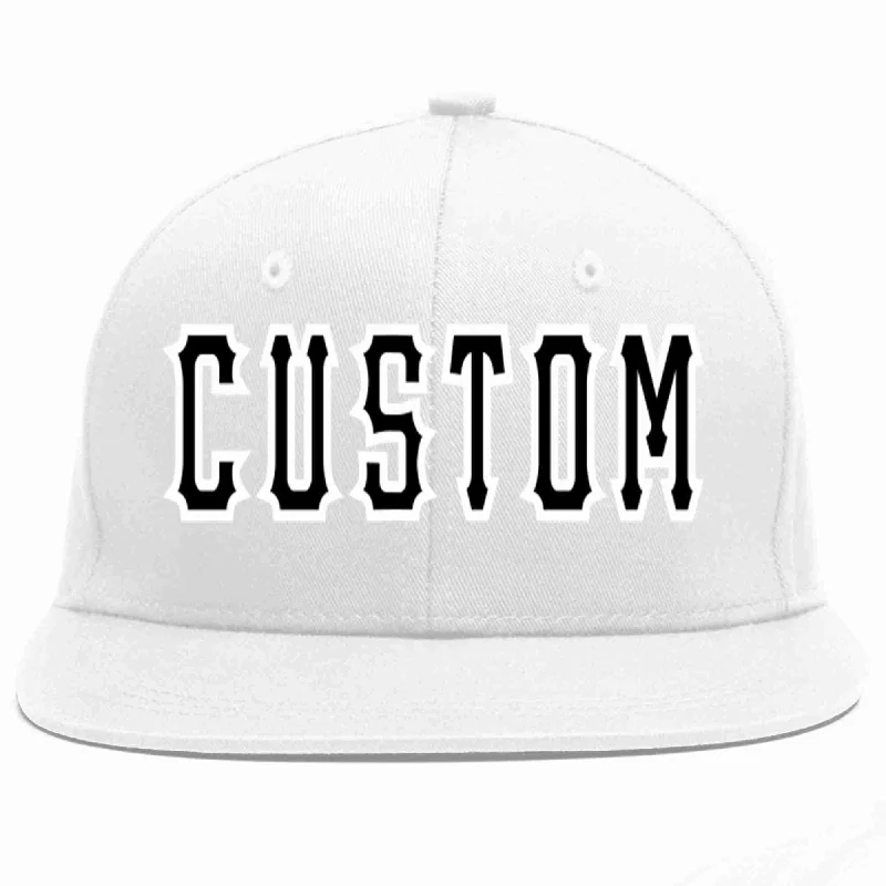 Baseball Cap with Ear Flaps-Custom White Black-White Casual Sport Baseball Cap