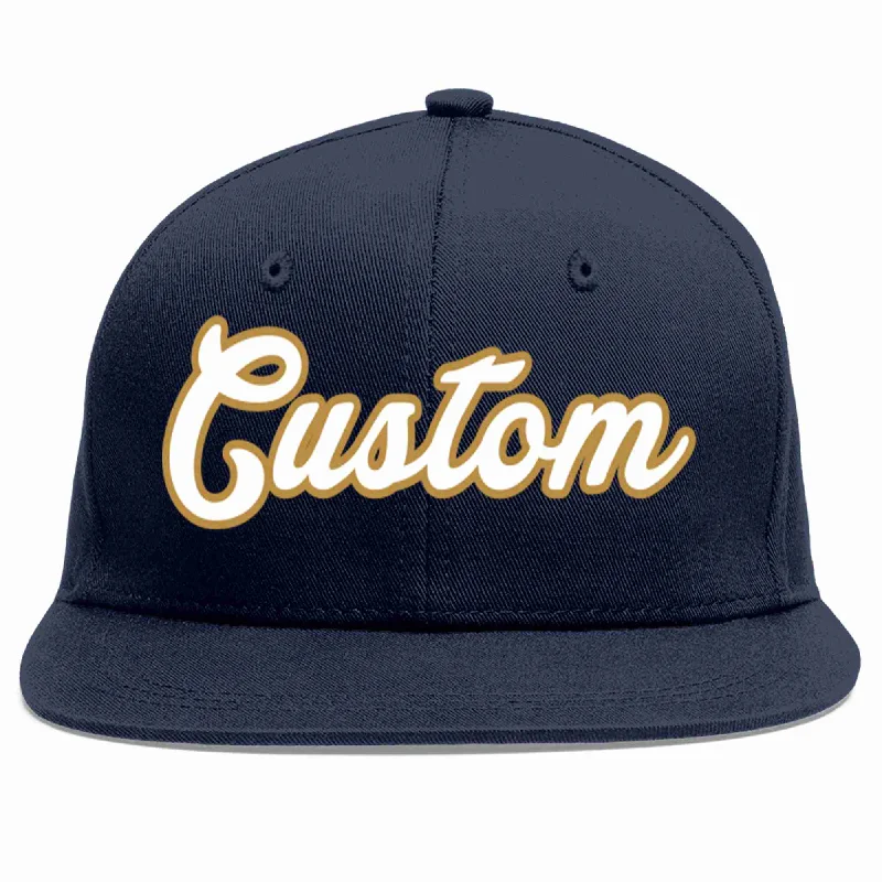 Music Band Baseball Cap-Custom Navy White-Old Gold Casual Sport Baseball Cap