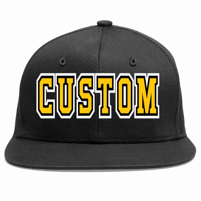 Movie Baseball Cap-Custom Black Gold-Black Casual Sport Baseball Cap