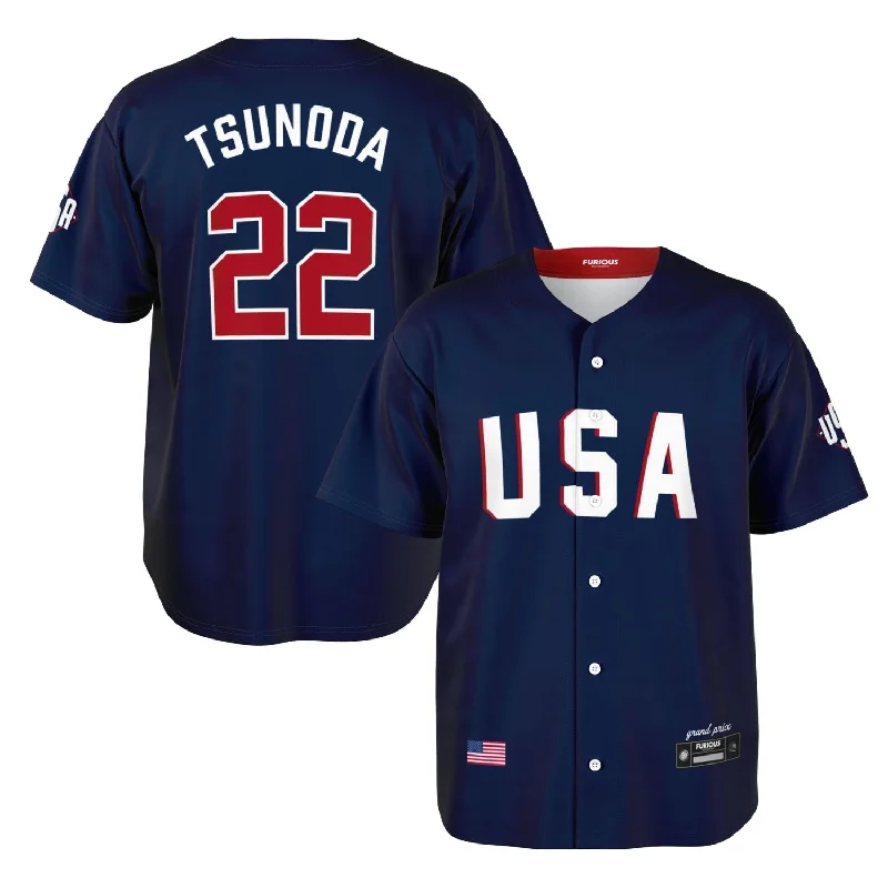 Button-Up Baseball Jersey-Tsunoda - USA GP Jersey