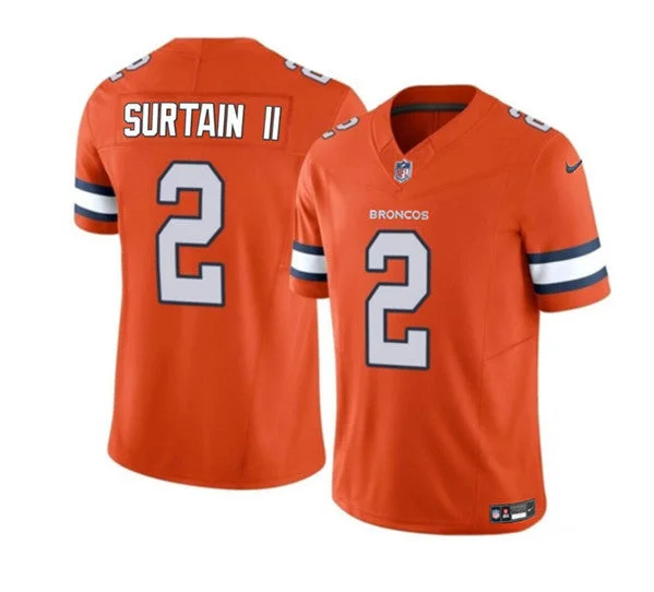 Neon Soccer Jersey-Men's Denver Broncos #2 Pat Surtain II Orange 2023 F.U.S.E. Untouchable Football Stitched Jersey