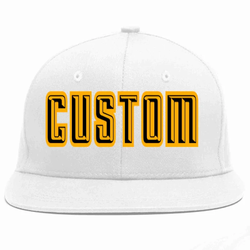 Statement Baseball Cap-Custom White Black-Yellow Casual Sport Baseball Cap