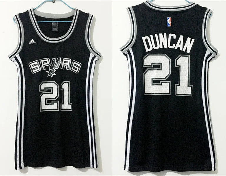 Modern Basketball Jersey-Spurs 21 Tim Duncan Black Women Swingman Basketball Jersey