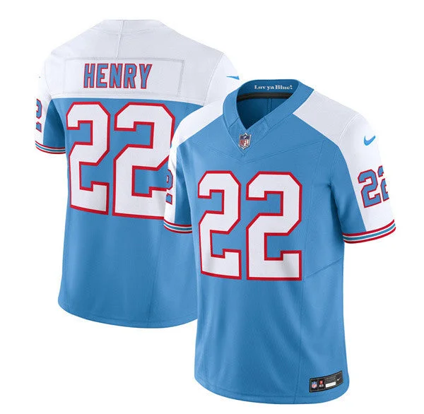 Hall of Fame Soccer Jersey-Men's Tennessee Titans #22 Derrick Henry Blue/White 2023 F.U.S.E. Limited Throwback Football Stitched Jersey