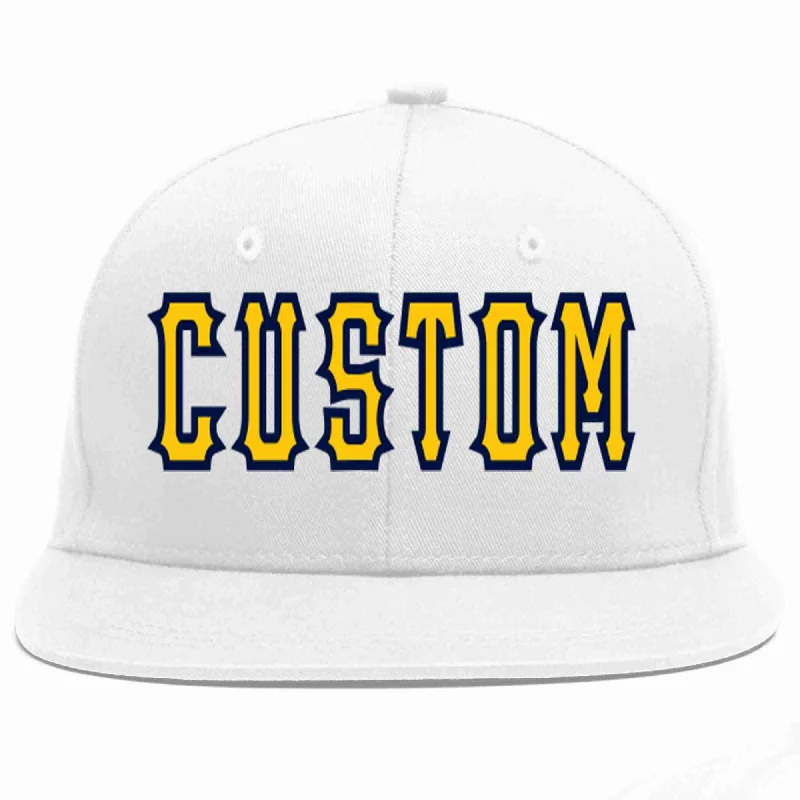 Reflective Baseball Cap-Custom White Gold-Navy Casual Sport Baseball Cap