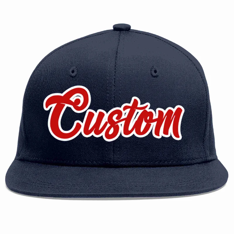 Moisture Wicking Baseball Cap-Custom Navy Red-White Casual Sport Baseball Cap